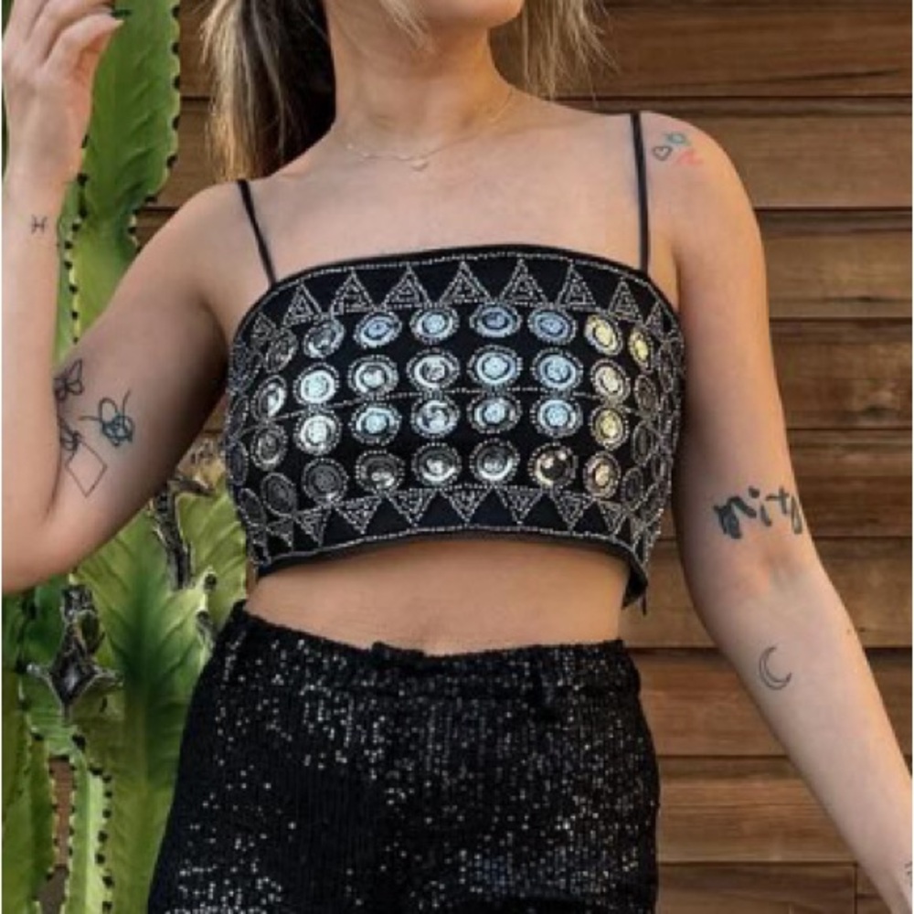 12th tribe sequin crop top